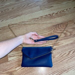 Navy Blue Faux Leather Purse/ Clutch